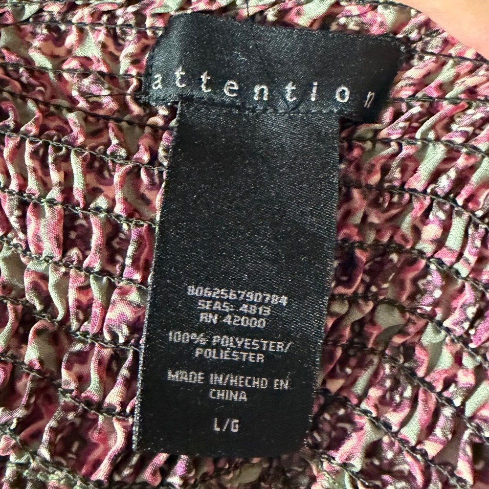 Attention Pink Green Geometric Floral Smocked Halter Maxi Dress Large - Picture 5 of 6